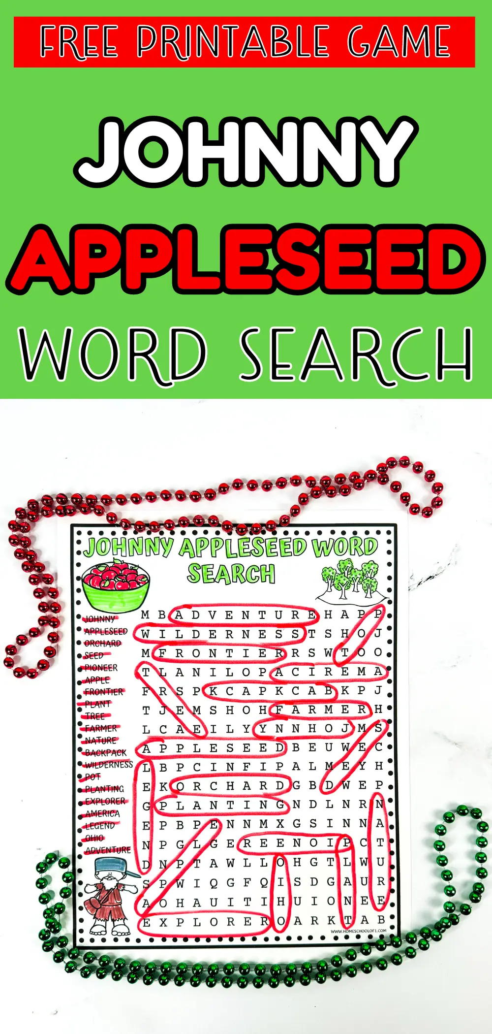 JOHNNY APPLESEED WORD SEARCH