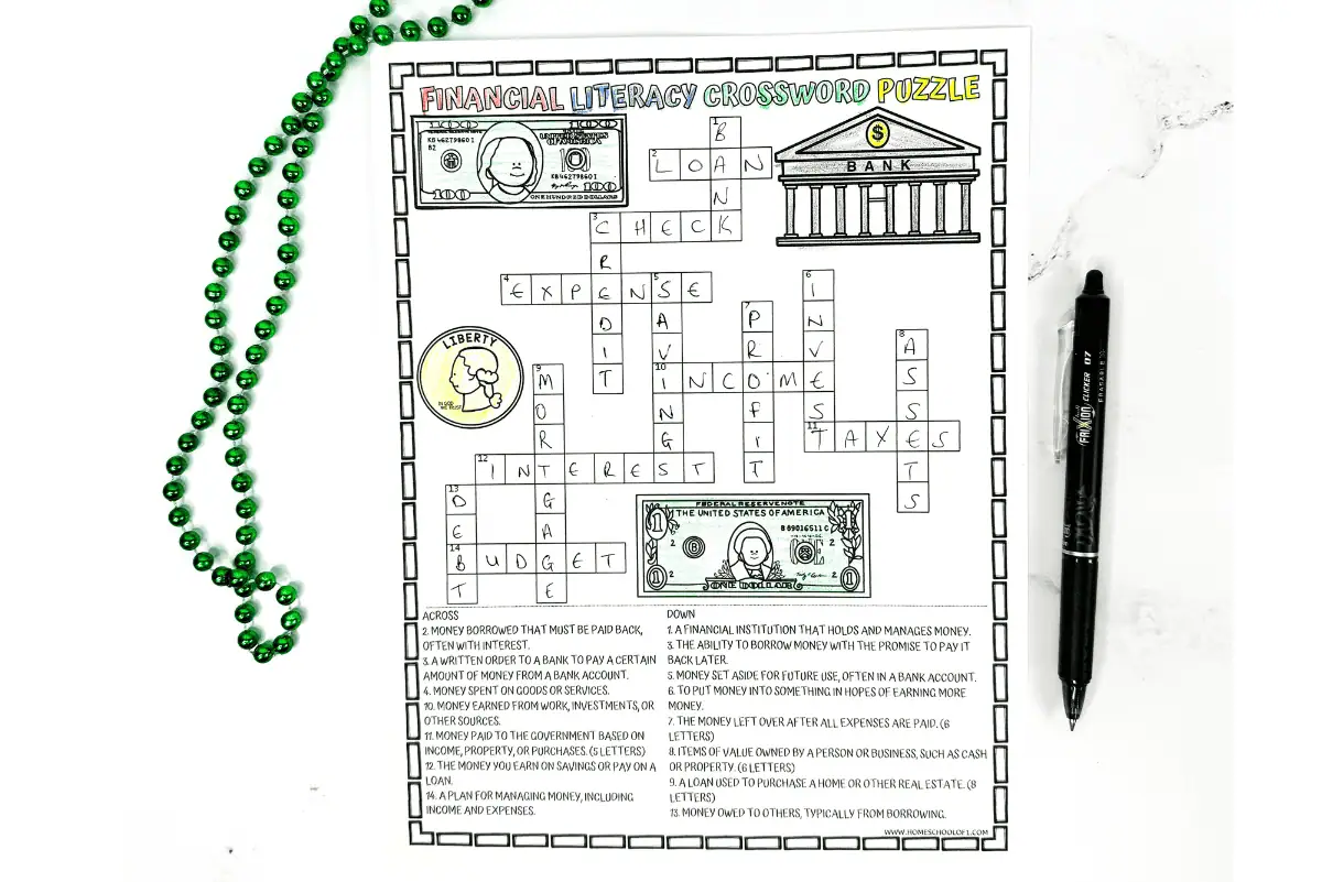 financial literacy crossword