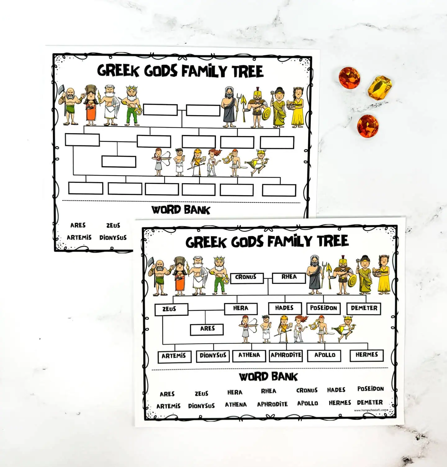 free greek gods family tree printable