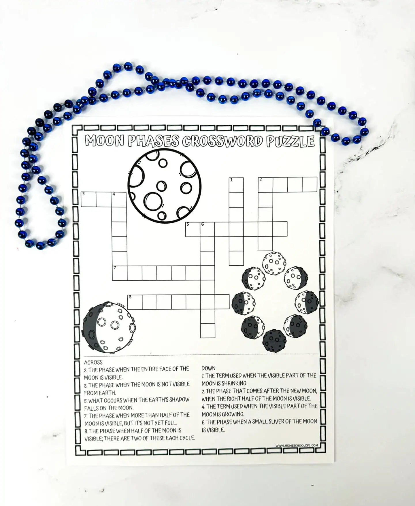 free moon phases crossword