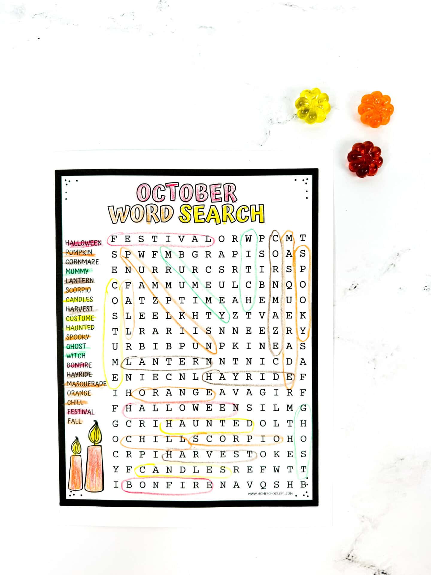 free october word search