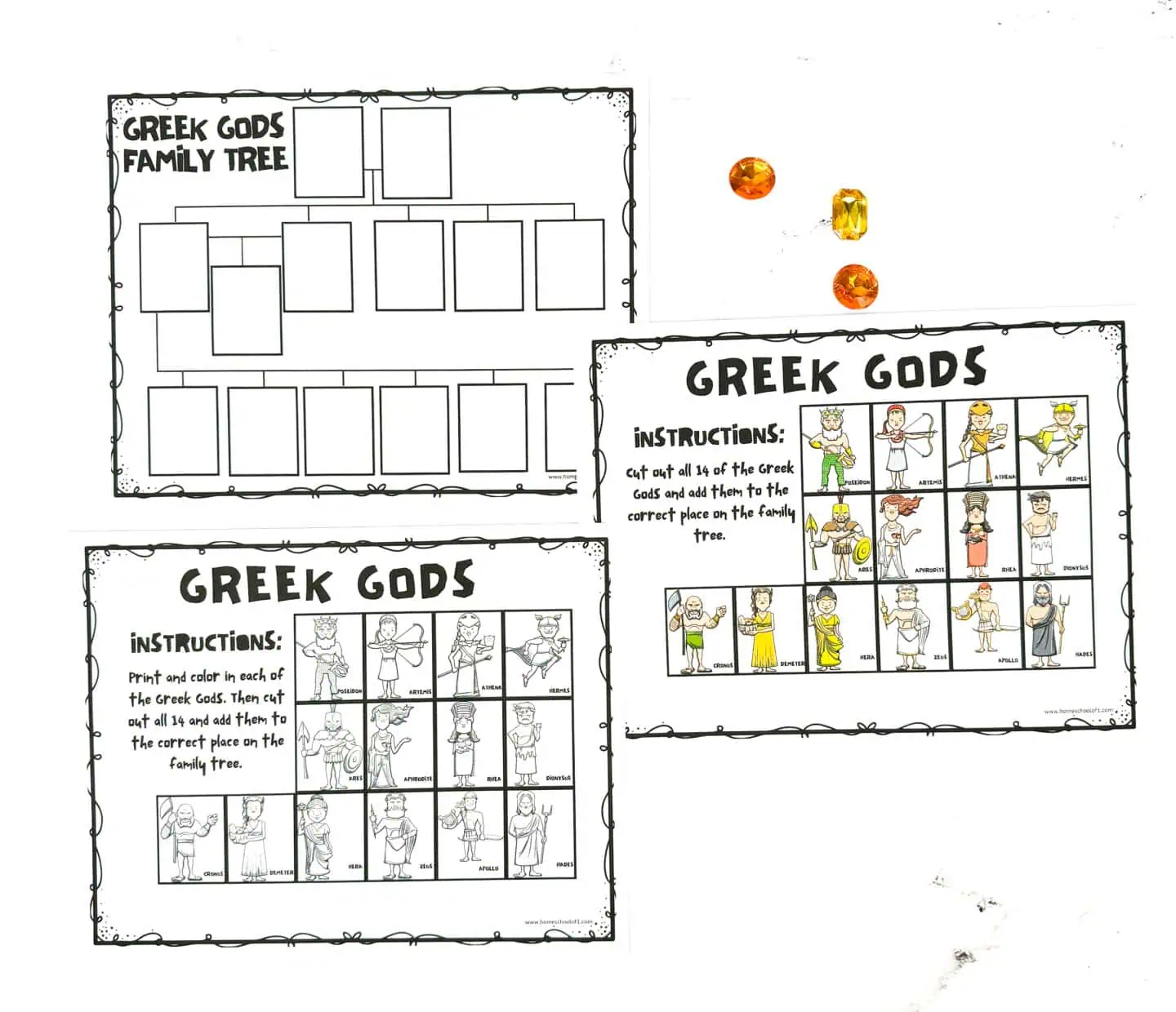 greek gods family tree worksheet