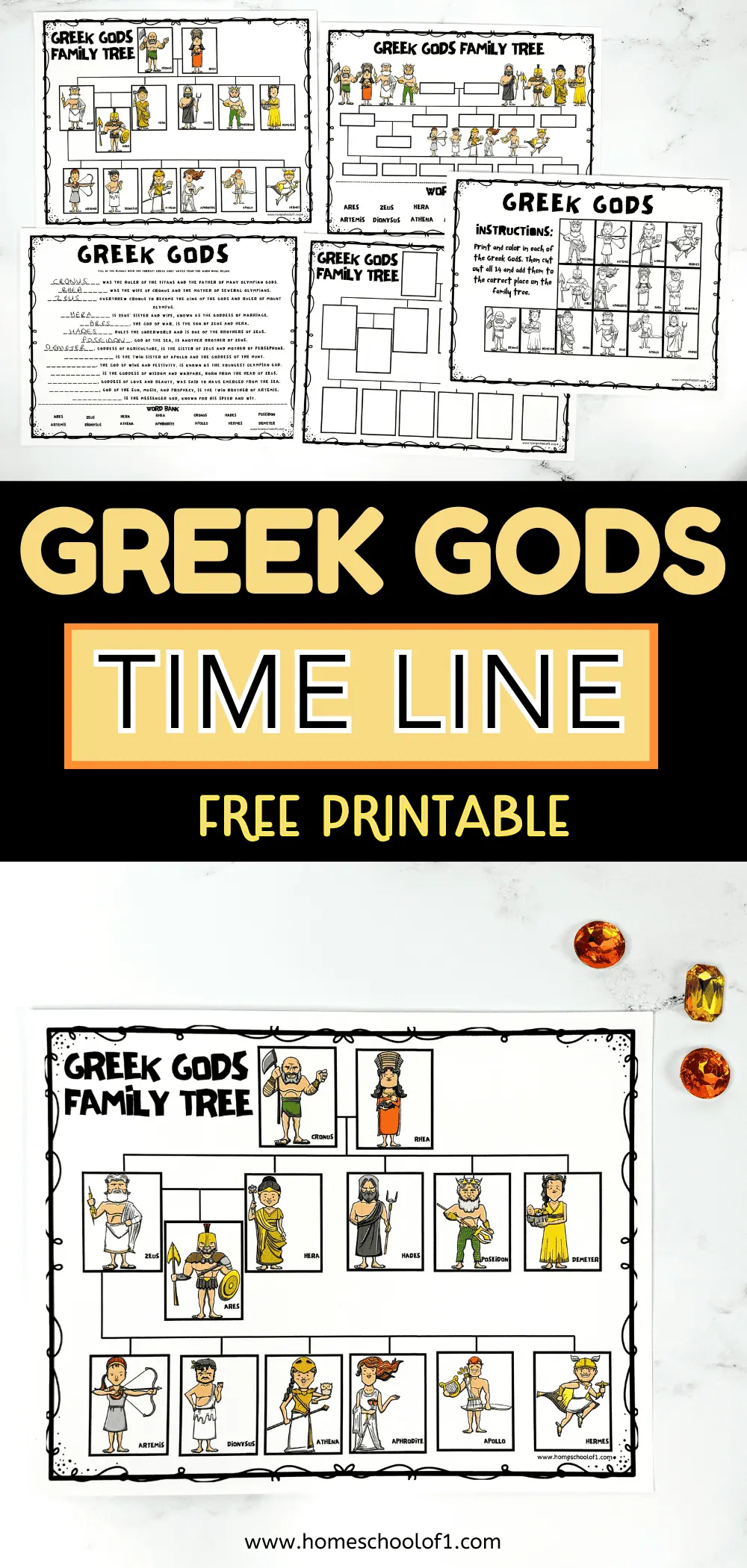 greek gods time line worksheet