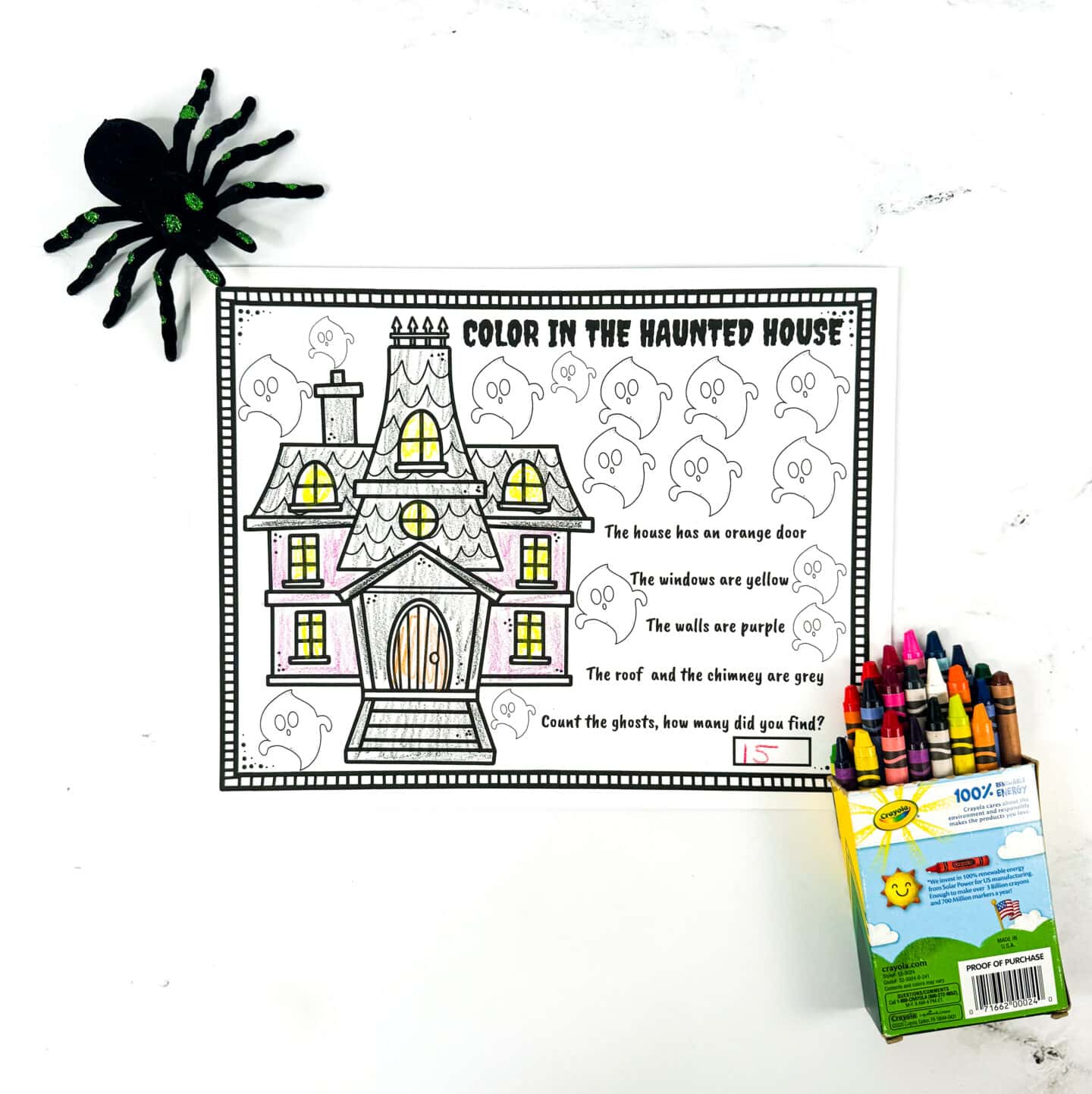 haunted house coloring sheet