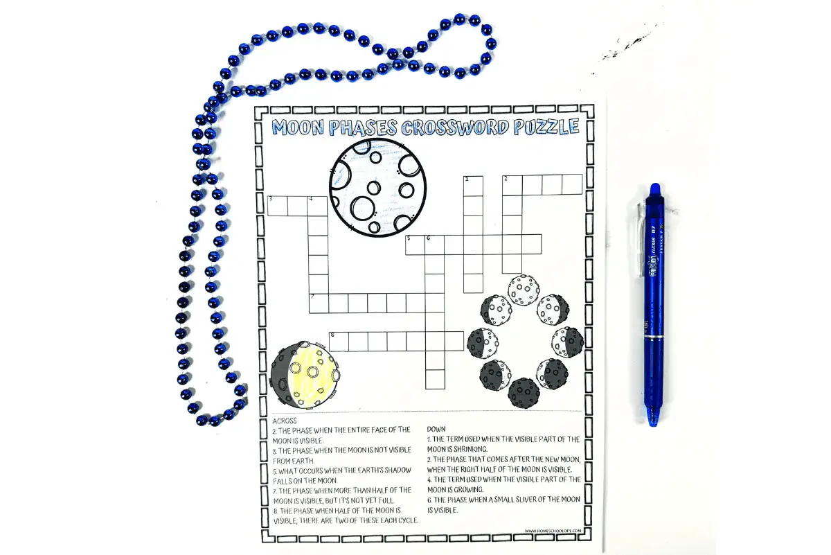 moon phases crossword puzzle