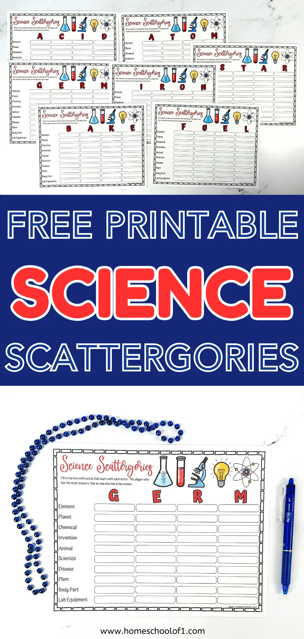 science scattergories