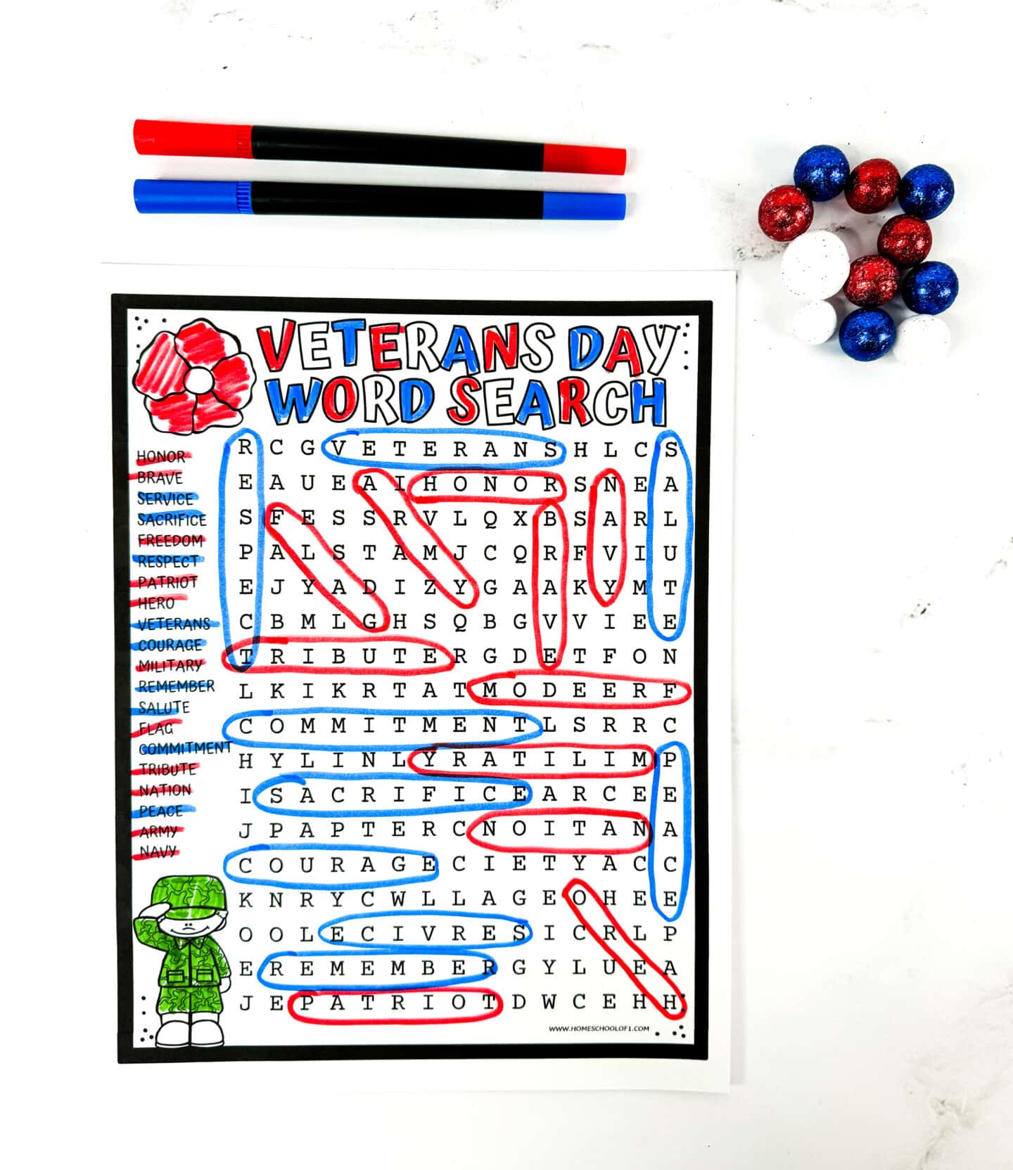 FREE VETERANS DAY WORD SEARCH