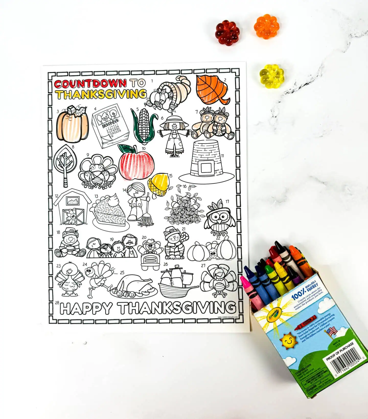 countdown to thanksgiving coloring page