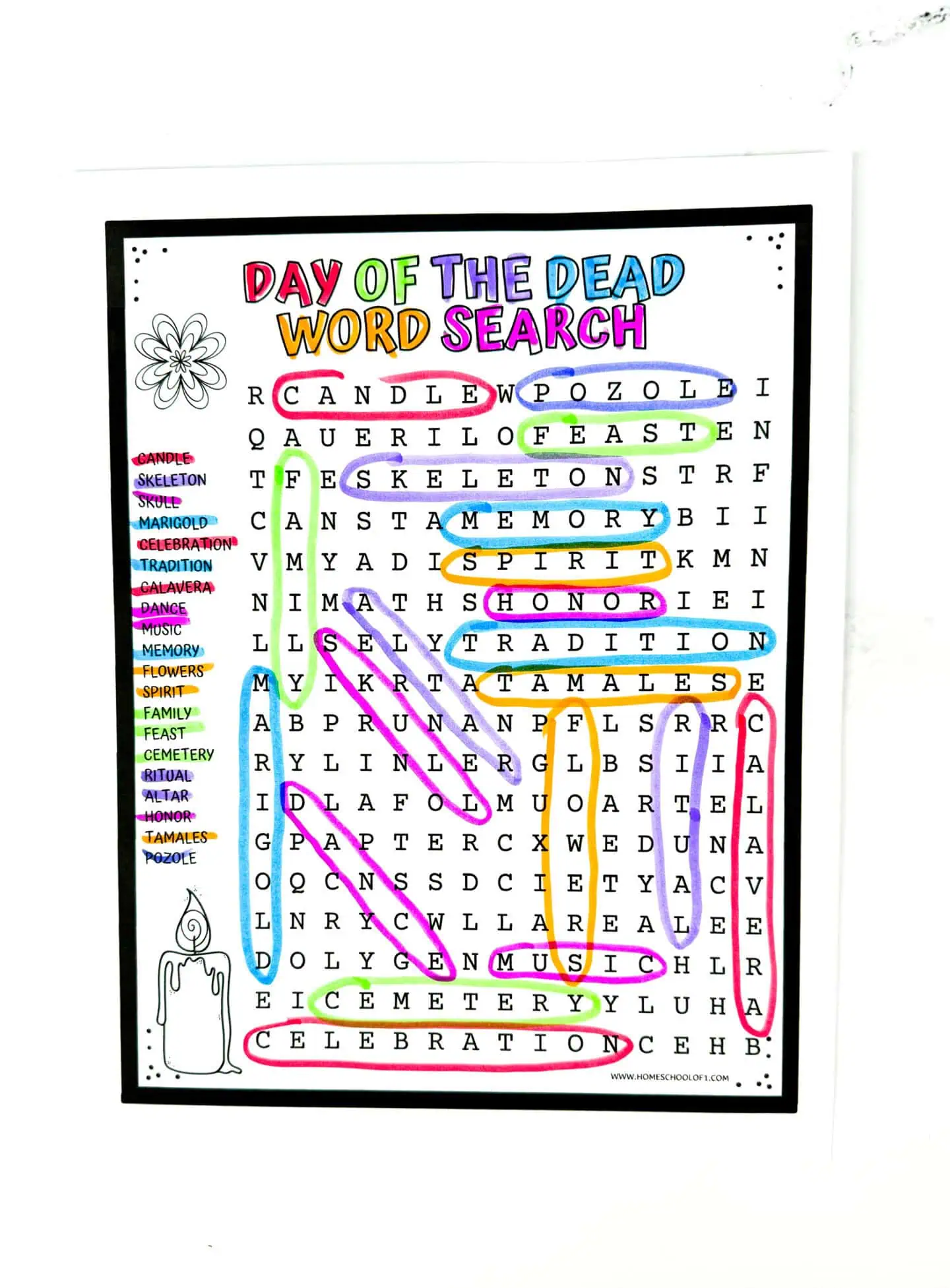 day of the dead word puzzle