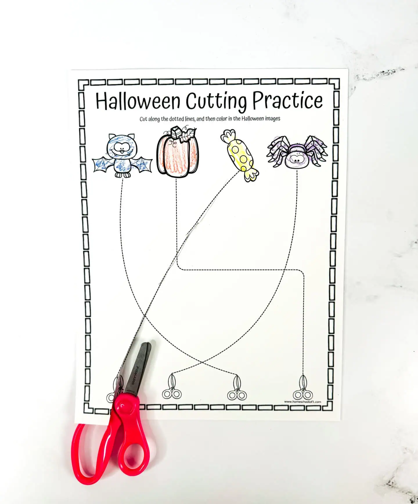 free halloween cutting worksheet