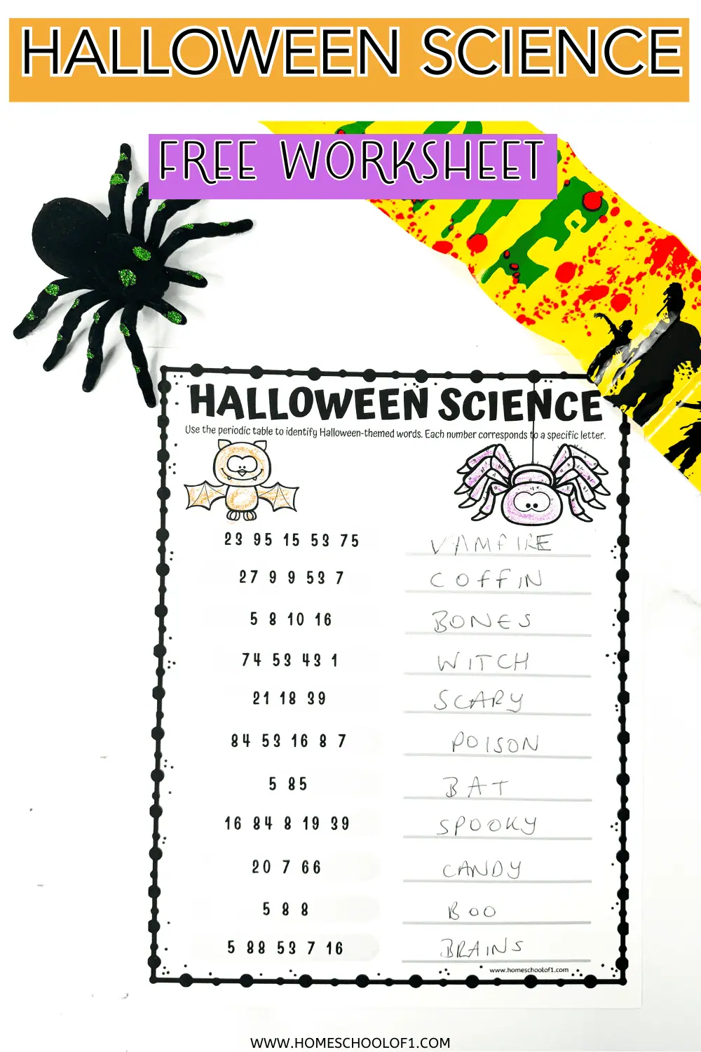 free halloween science worksheet