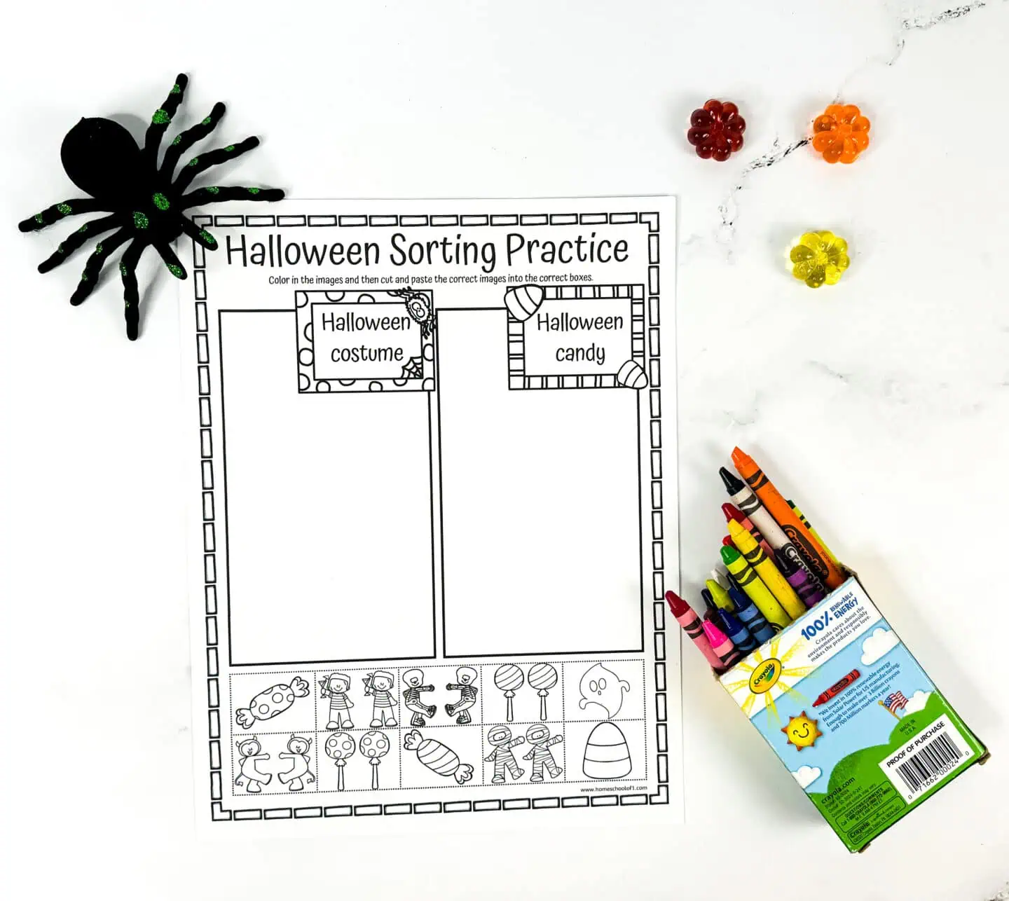 free halloween sorting worksheet