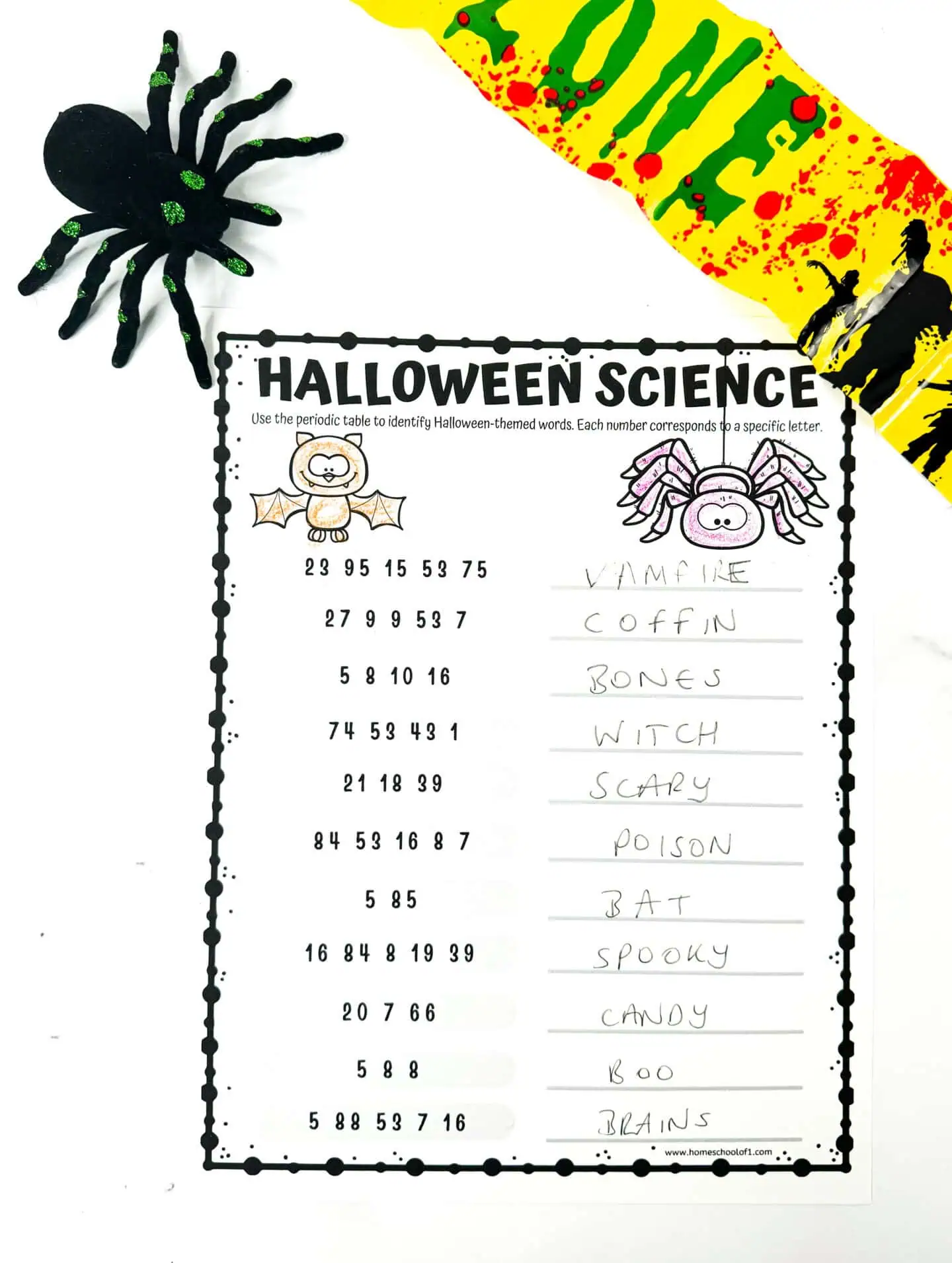 halloween chemistry worksheet