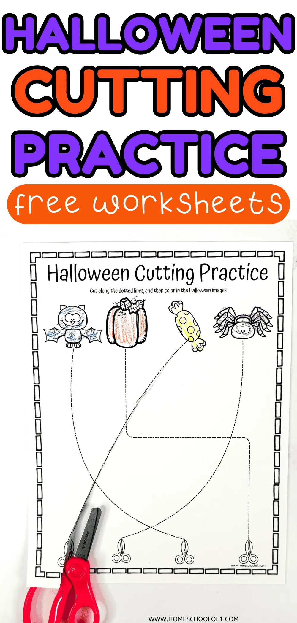 halloween cutting practice worksheet