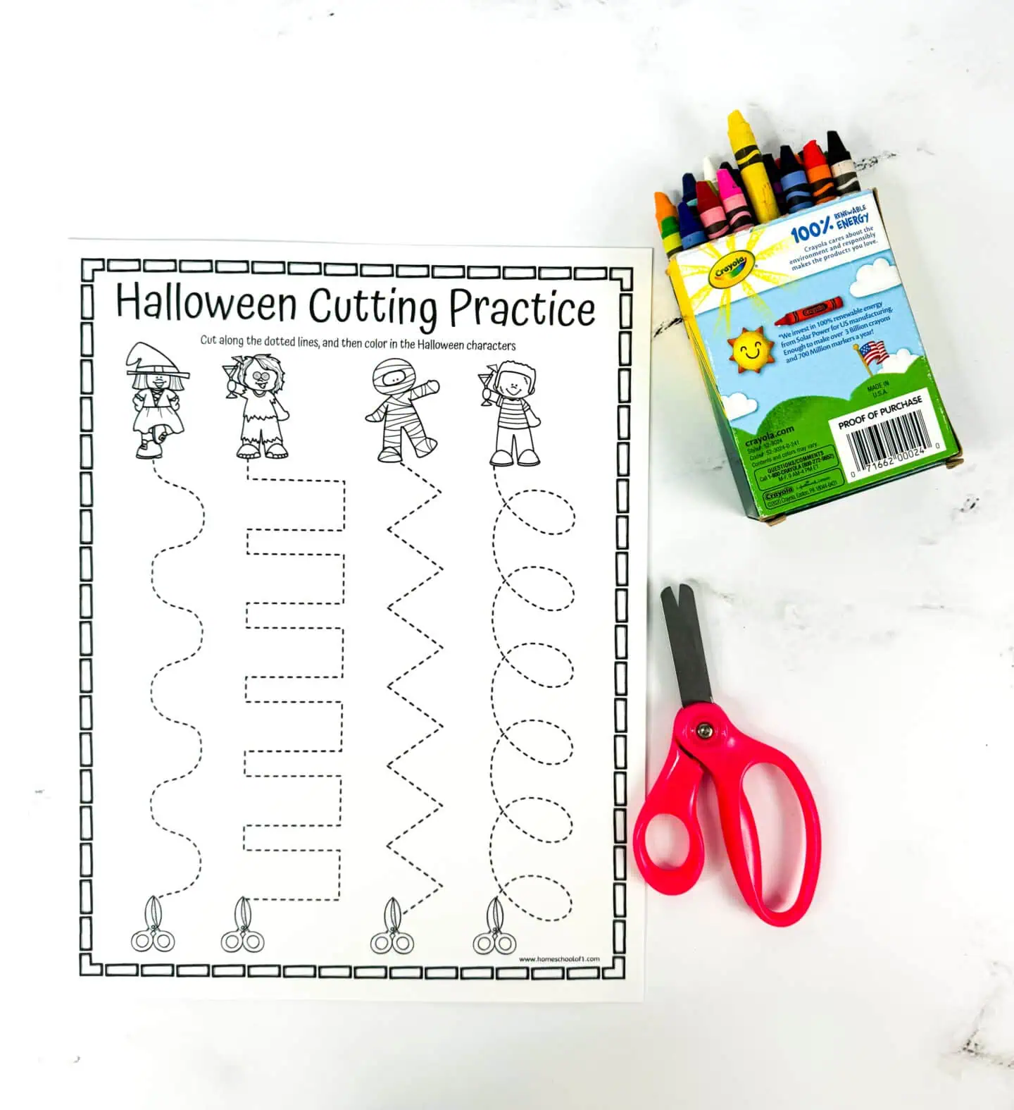 halloween cutting worksheet