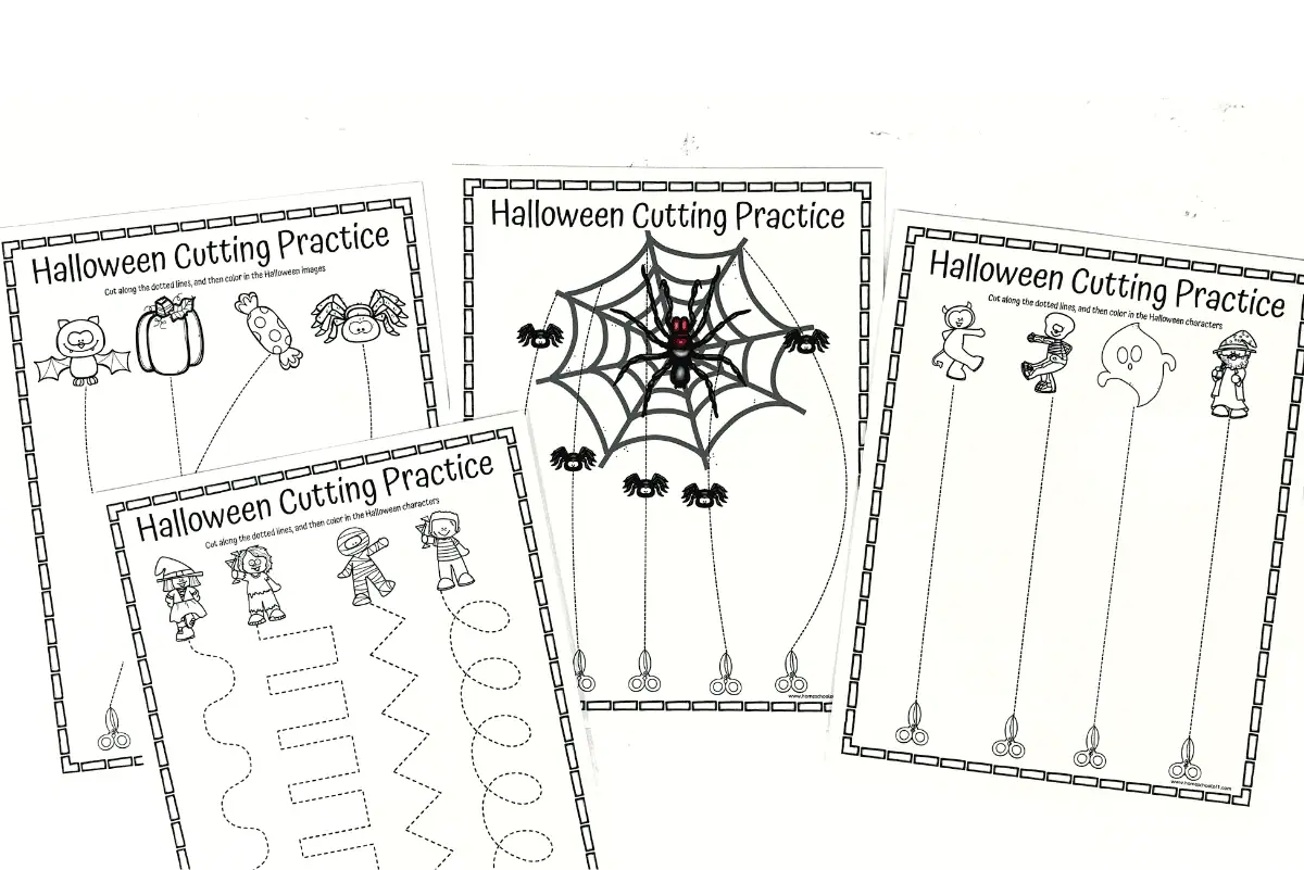 halloween cutting worksheet