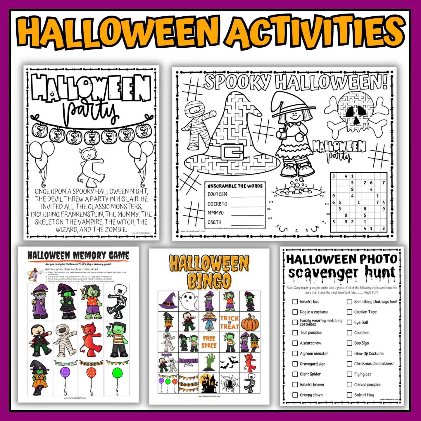 halloween printable activities