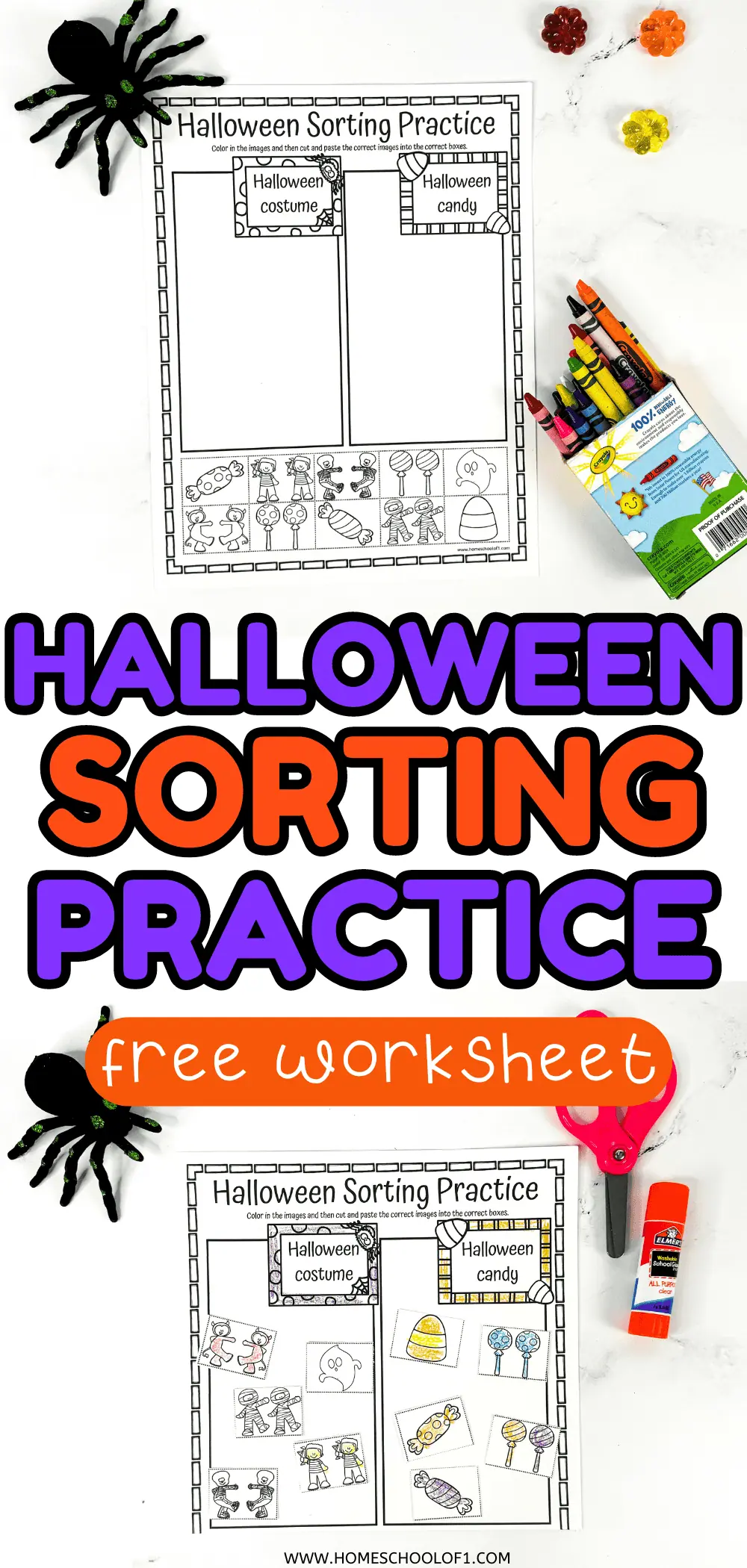 halloween sorting practice worksheet