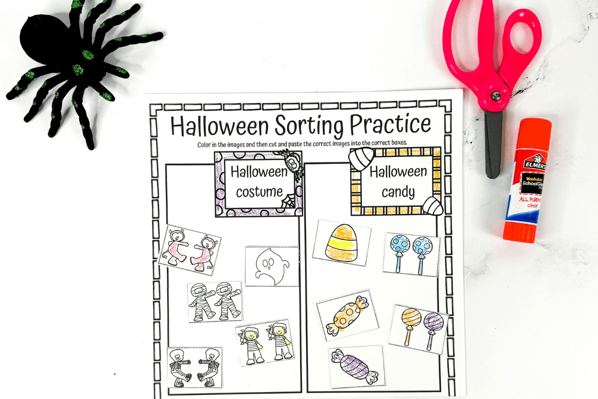 halloween sorting worksheet