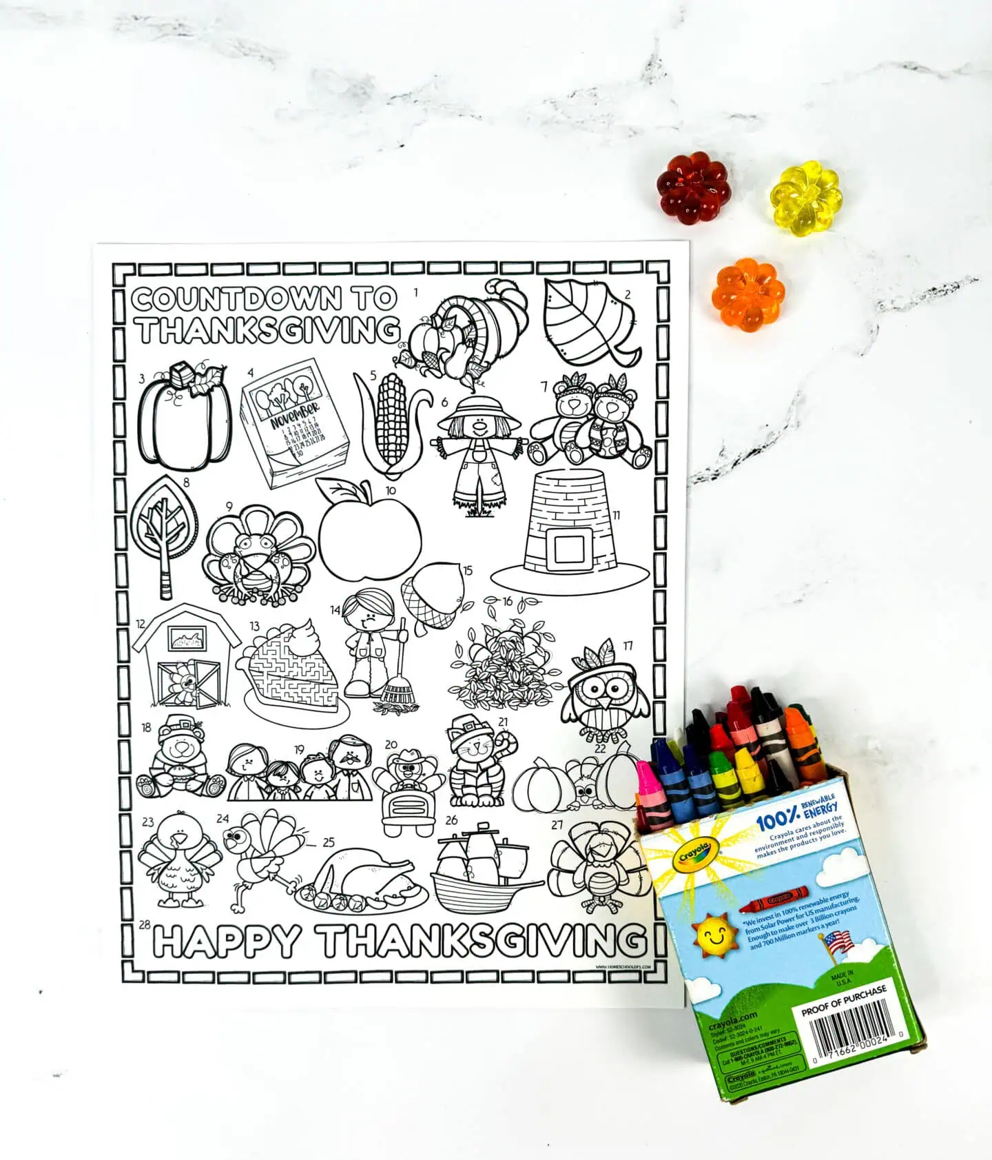 thanksgiving countdown coloring page