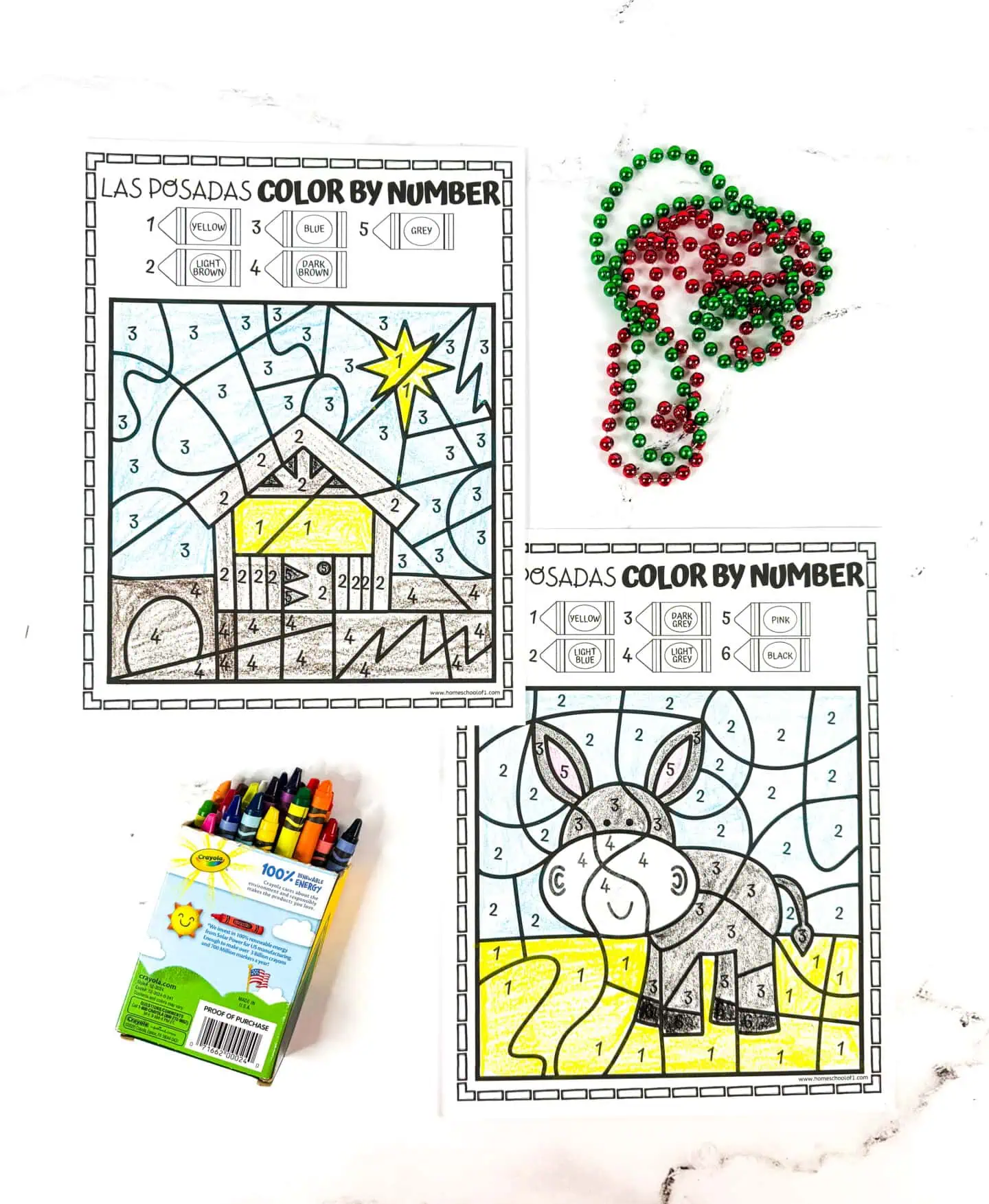 FREE LAS POSADAS COLOR BY NUMBER WORKSHEETS