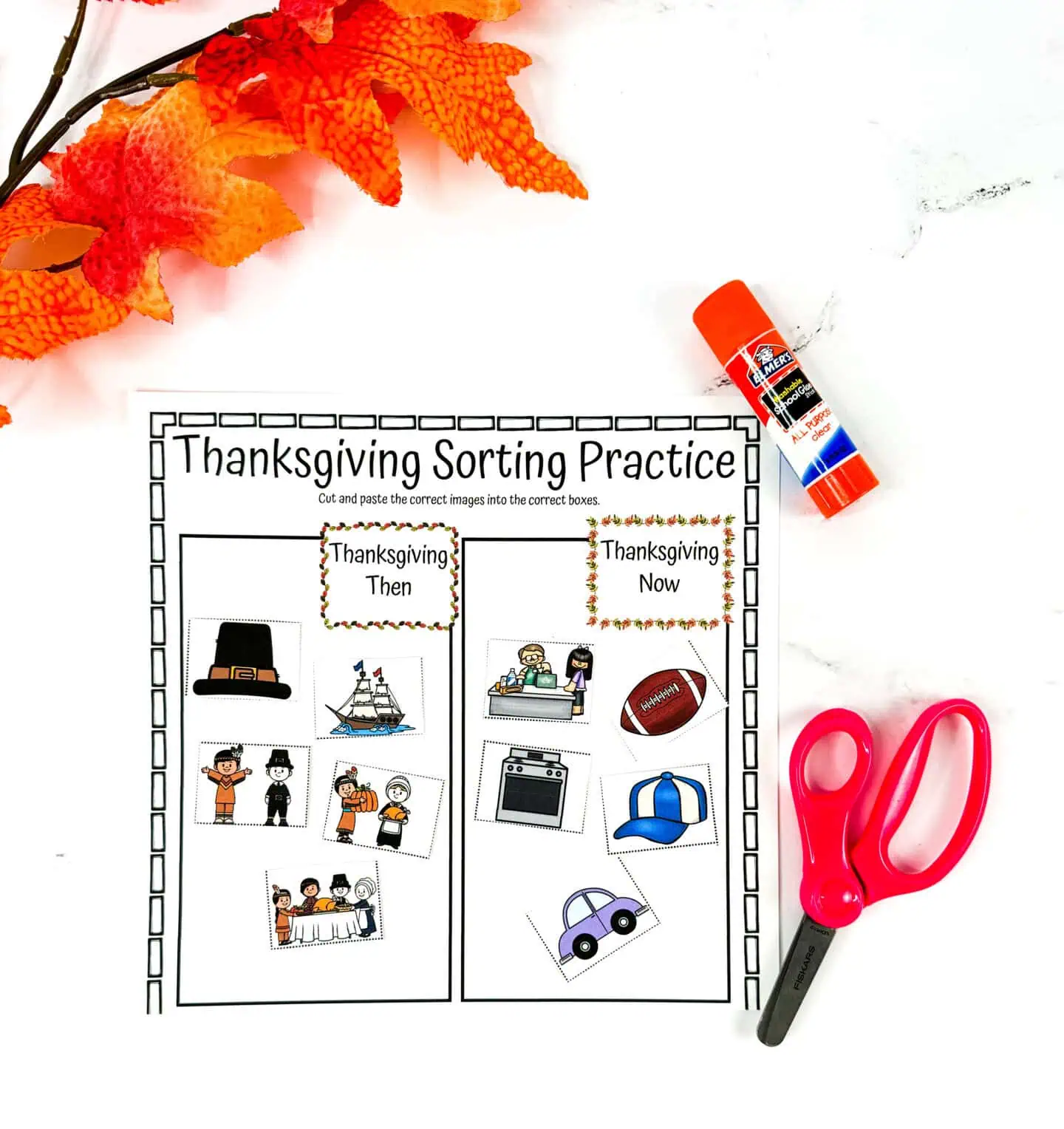 THANKSGIVING SORTING PRACTICE PRINTABLE