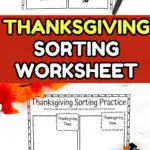 THANKSGIVING SORTING WORKSHEET