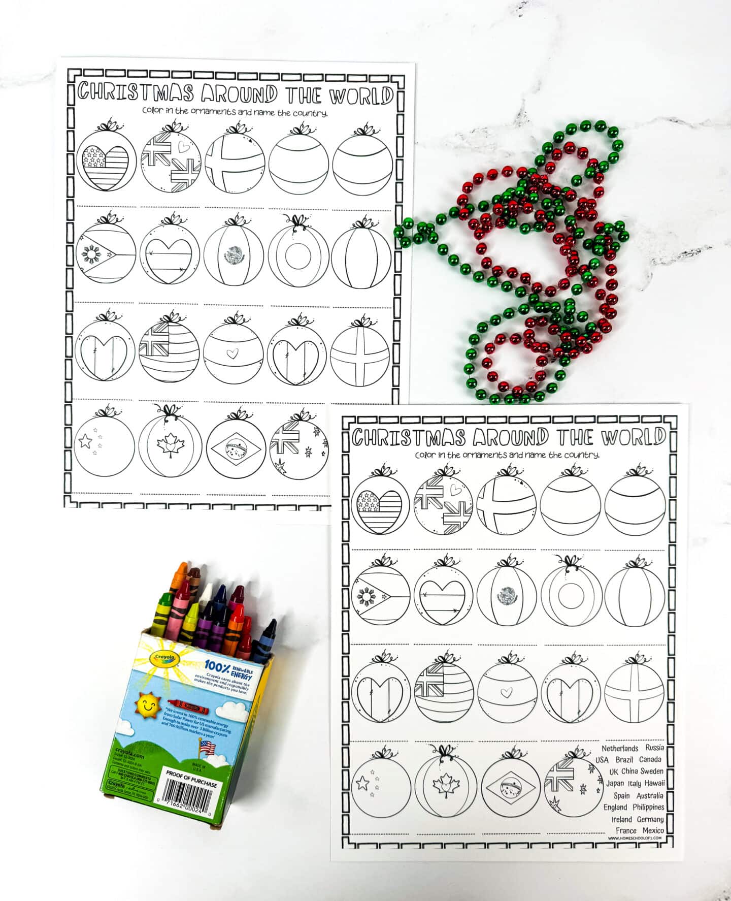 christmas around the world ornaments coloring pages