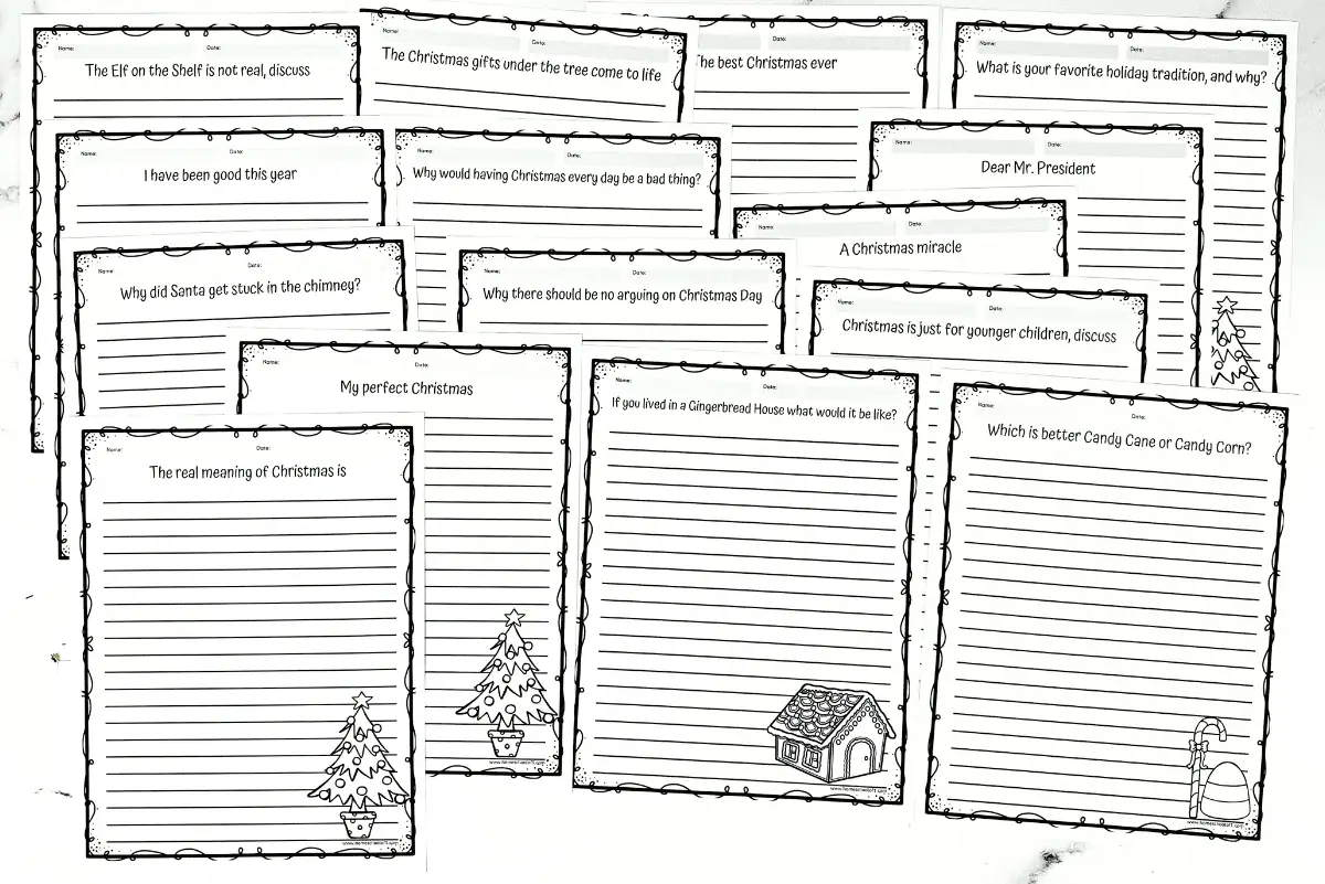 christmas writing prompt printables