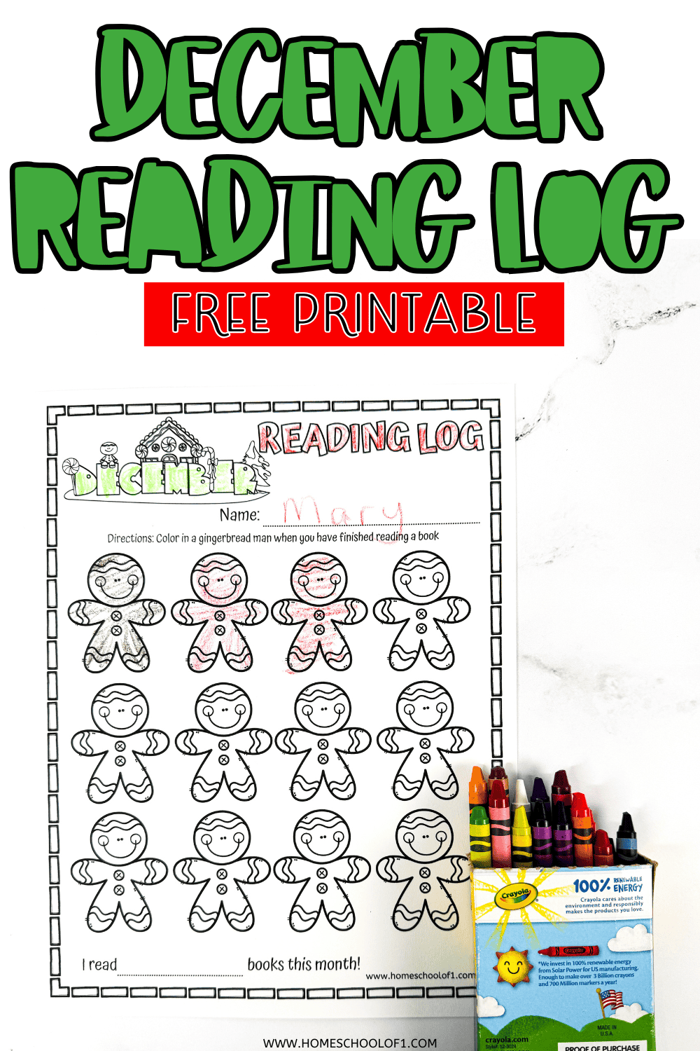 december reading log printable