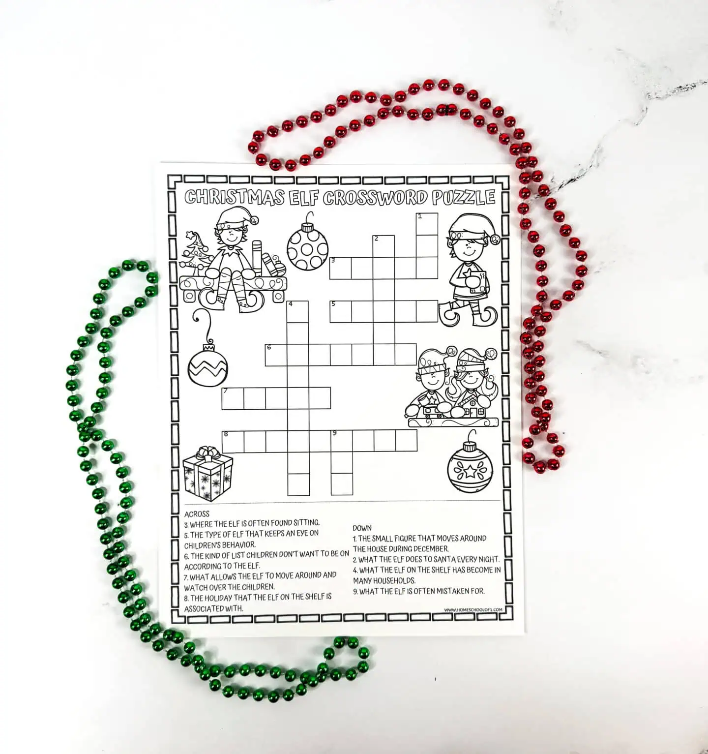 elf on the shelf crossword puzzle