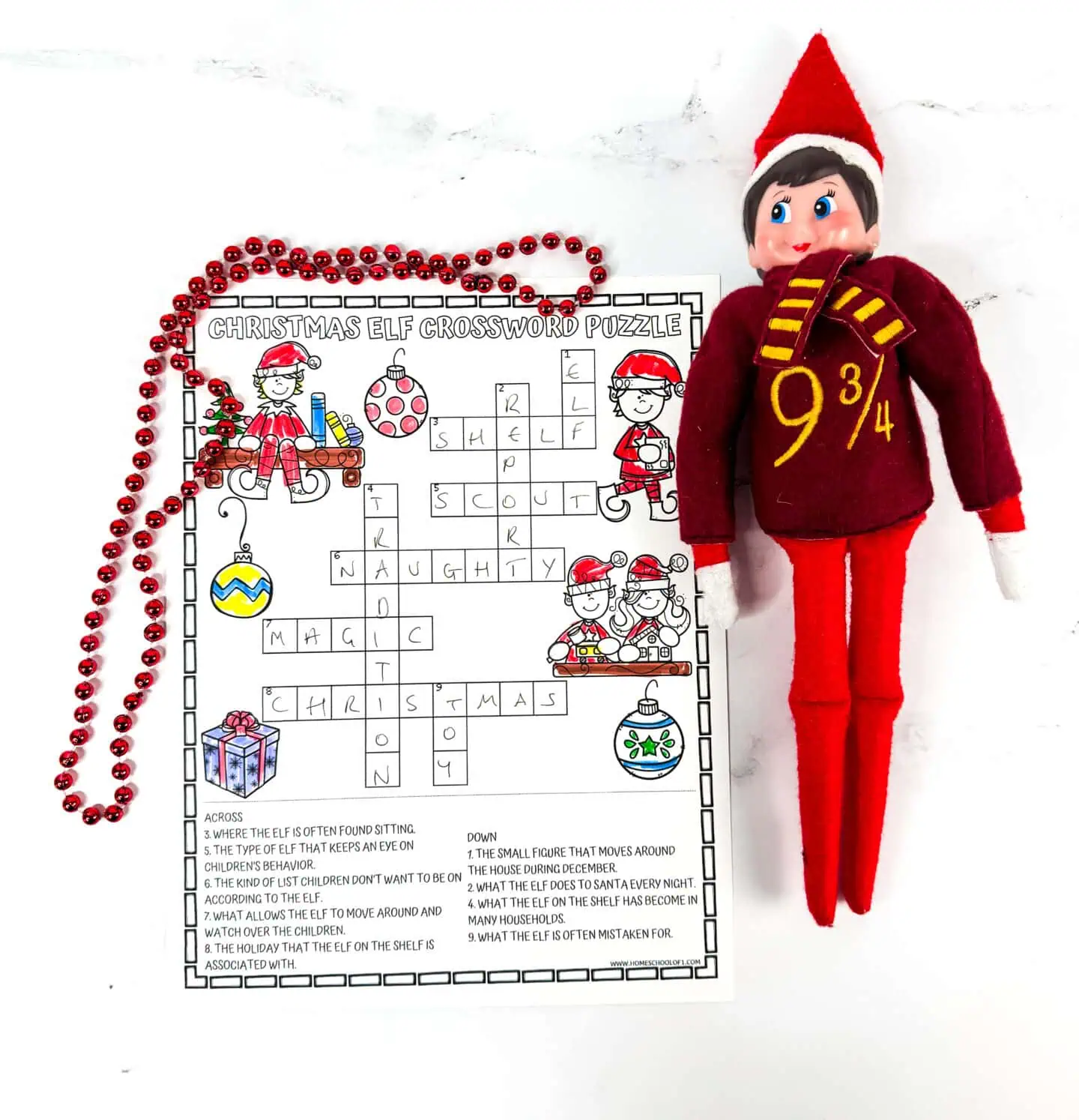 free elf crossword printable