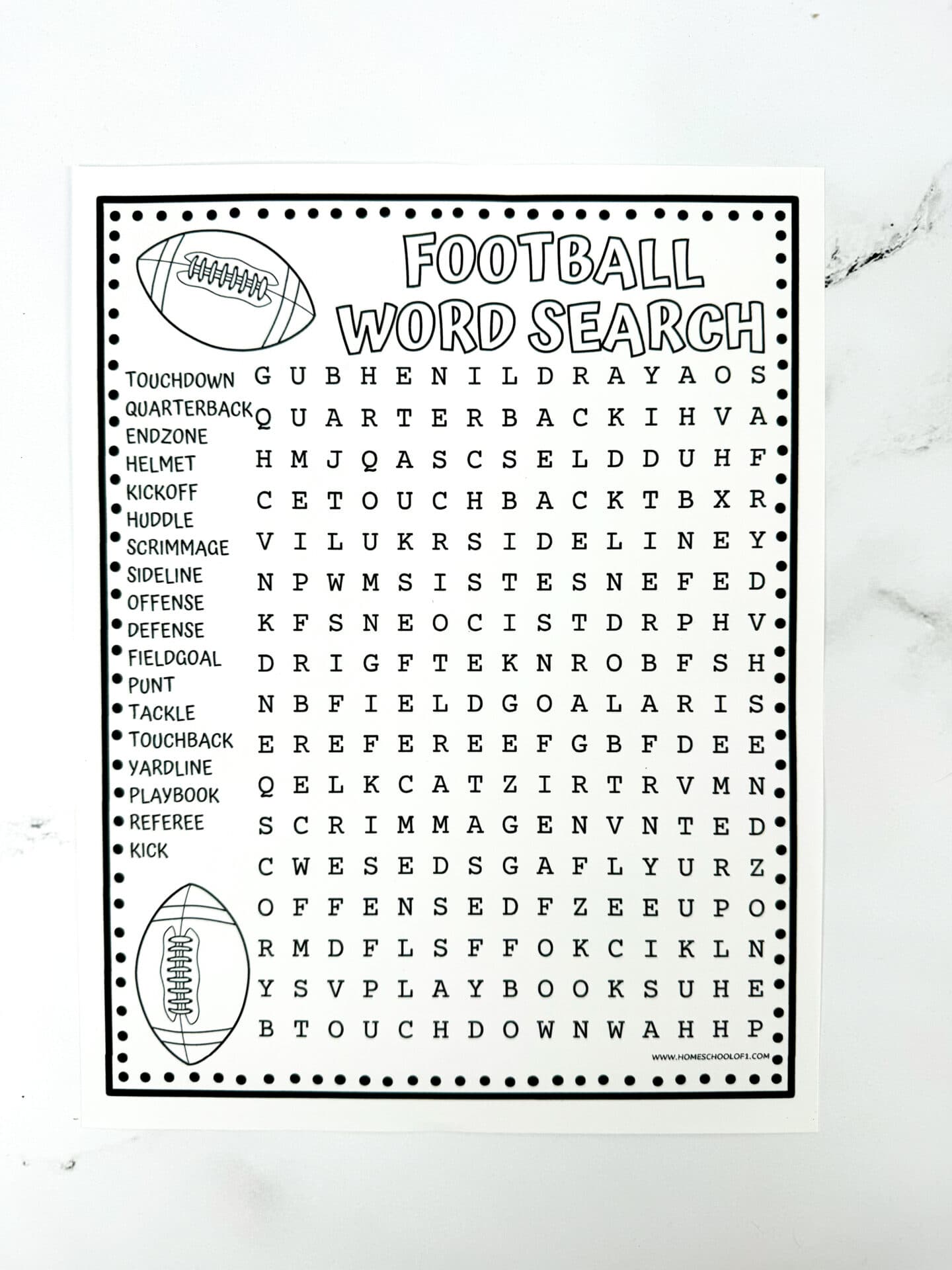 free football word search printable