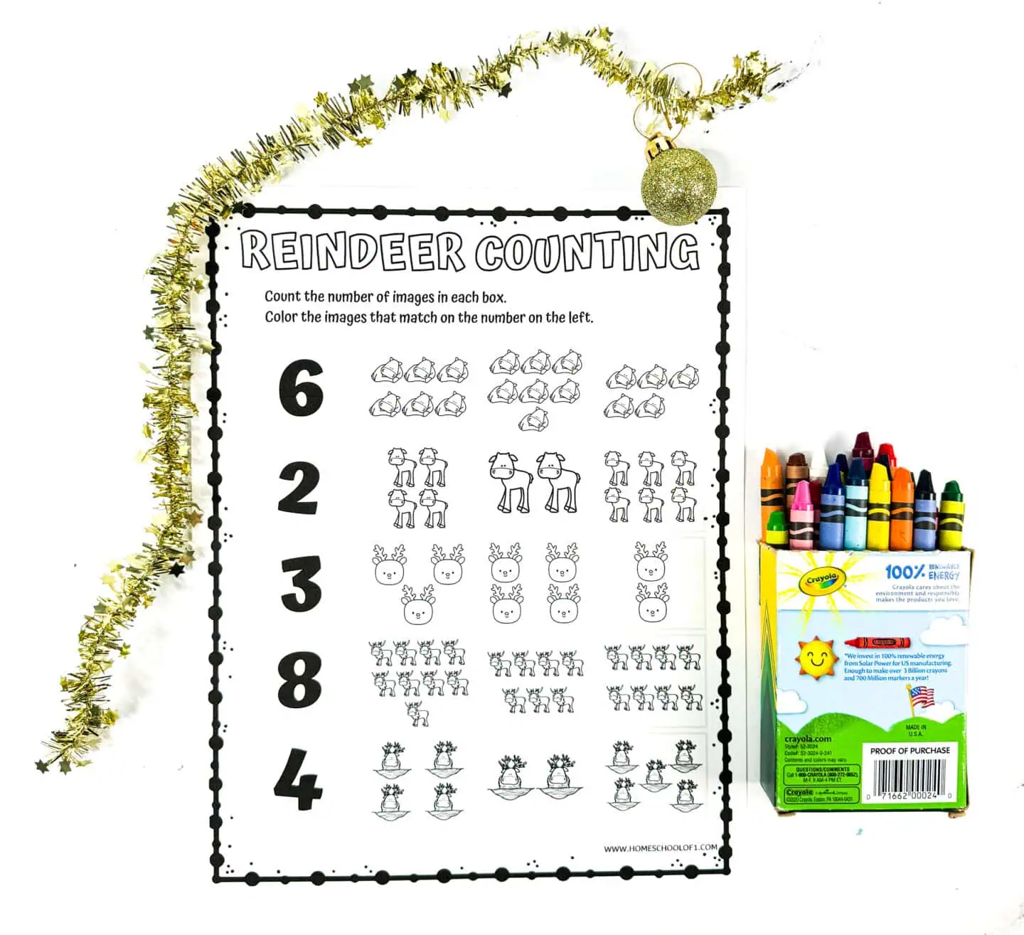 free reindeer math worksheet