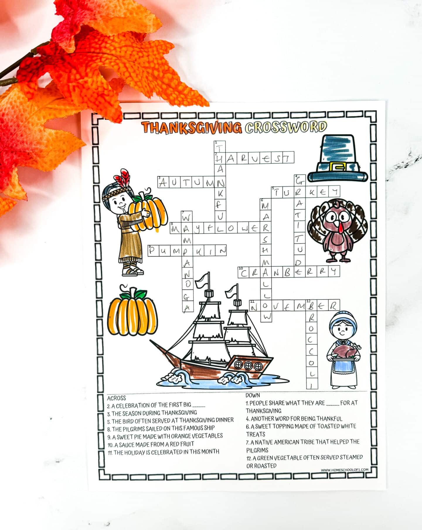 free thanksgiving crossword game