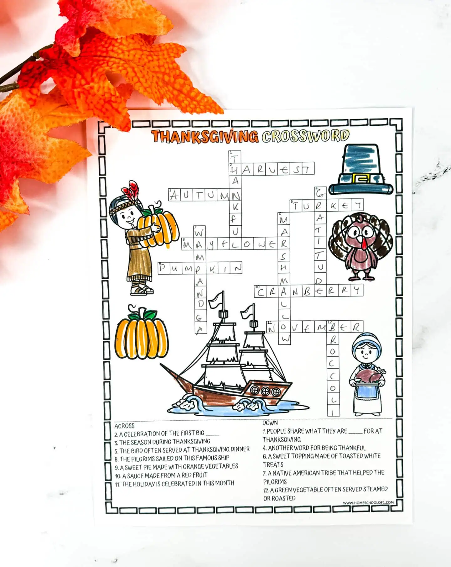 free thanksgiving crossword game