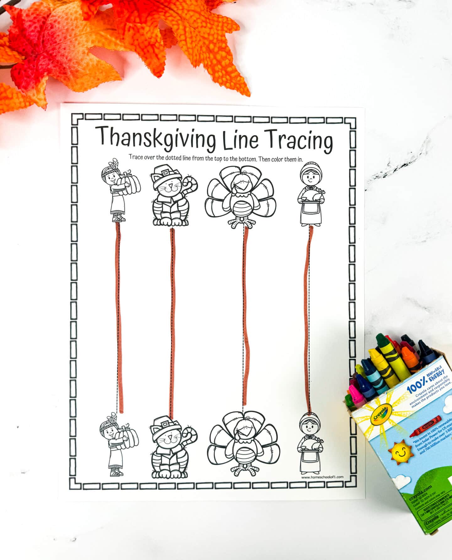 free thanksgiving line tracing printable