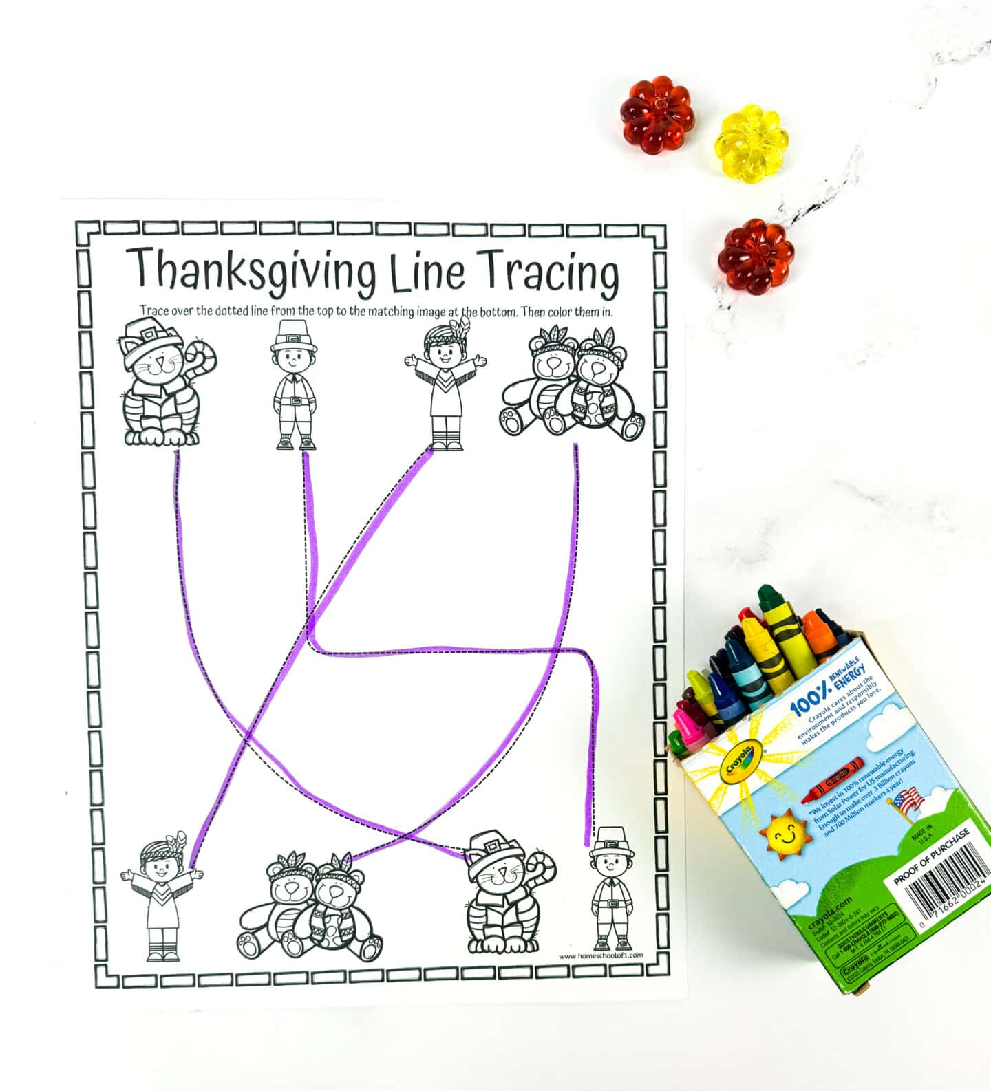 free thanksgiving line tracing worksheet