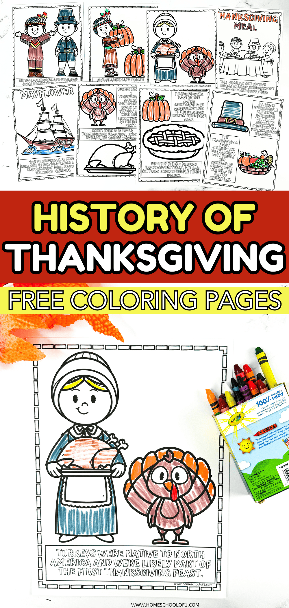 history of thanksgiving coloring page