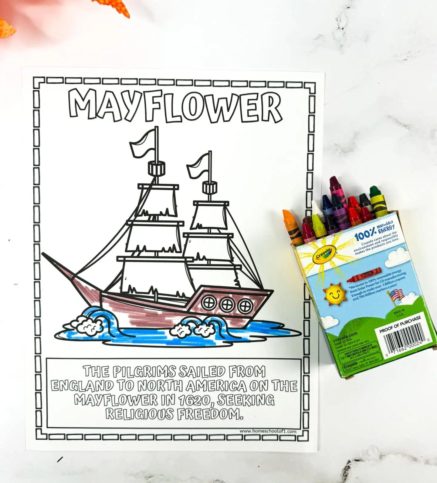 mayflower coloring page