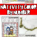 nativity color by number printables