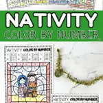 nativity color by number worksheets