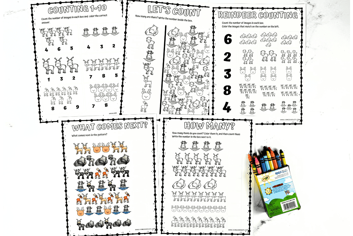 reindeer math worksheet