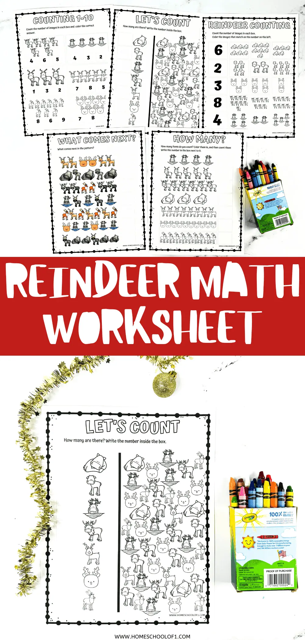 reindeer math worksheets