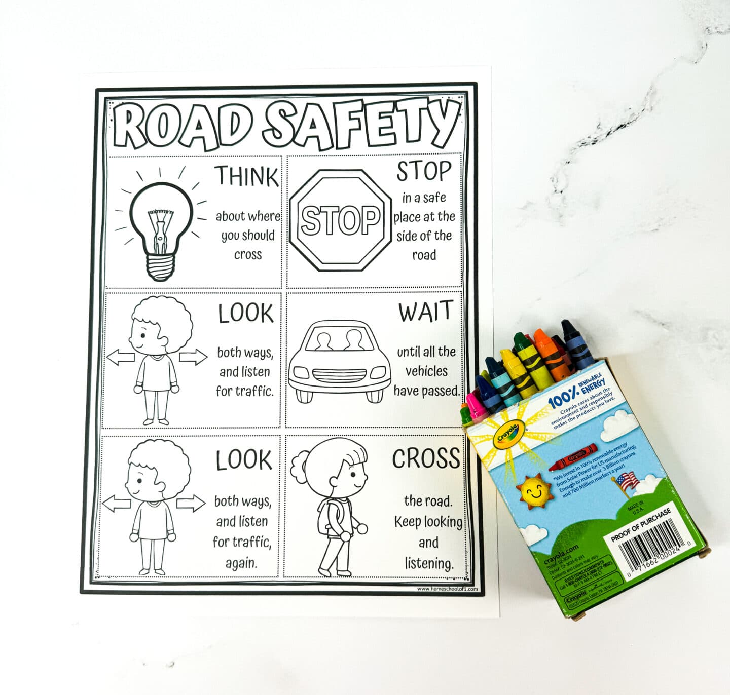 road safety coloring page