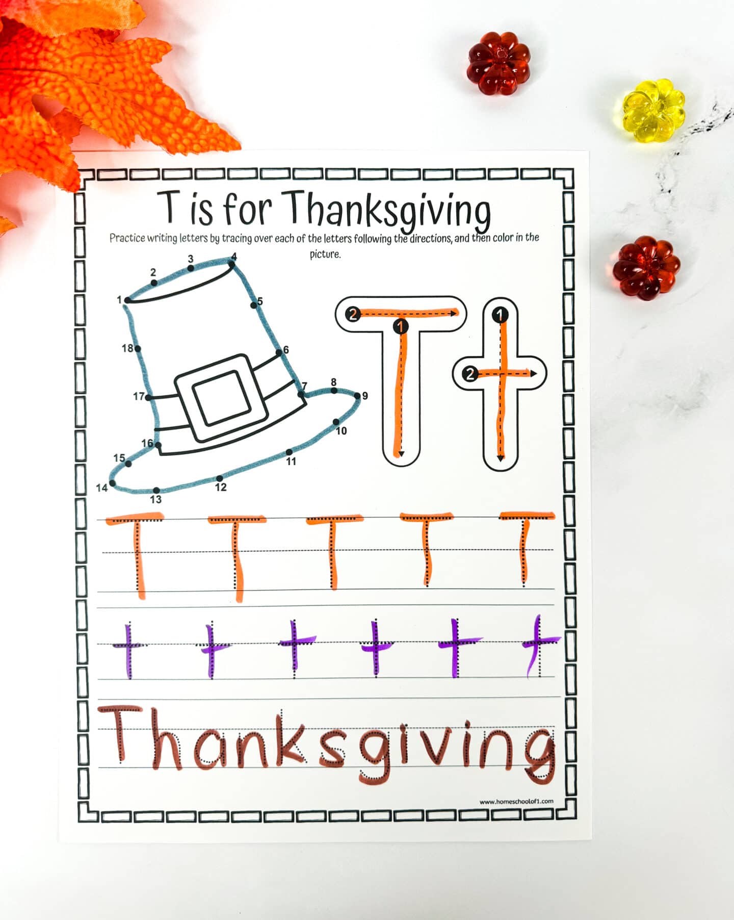 t is for thanksgiving tracing worksheet