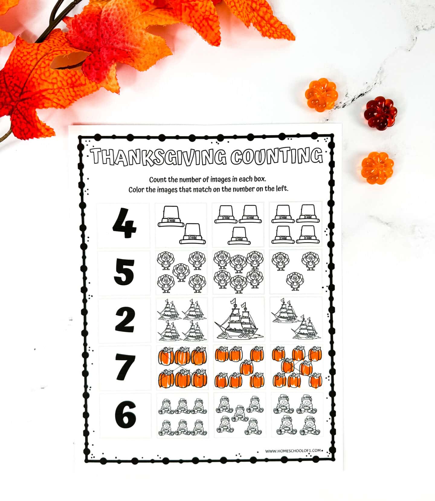 thanksgiving counting printable