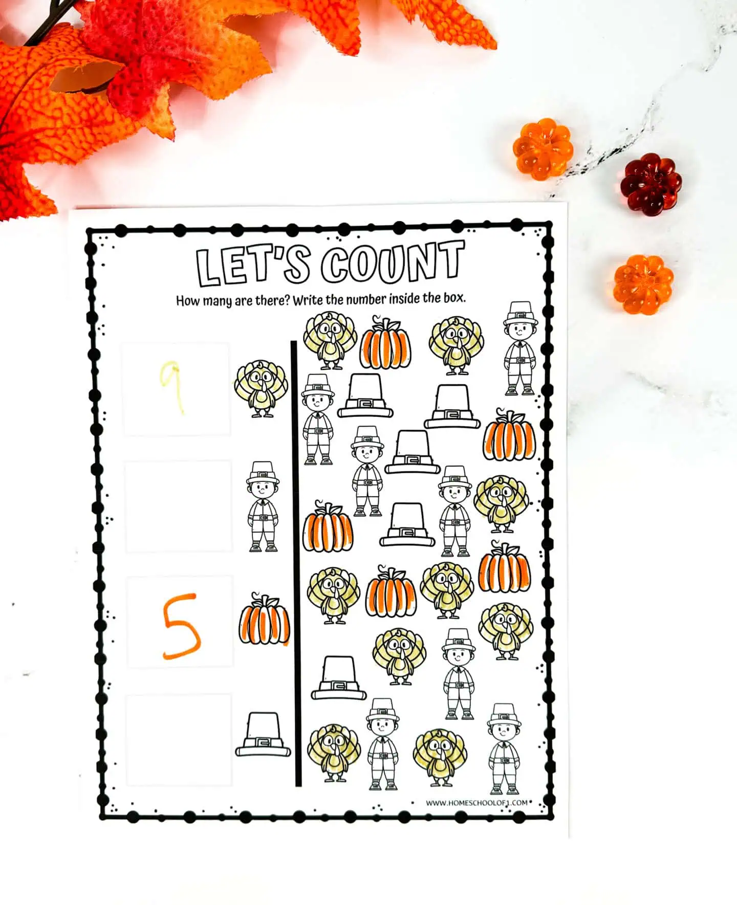 thanksgiving lets count worksheet