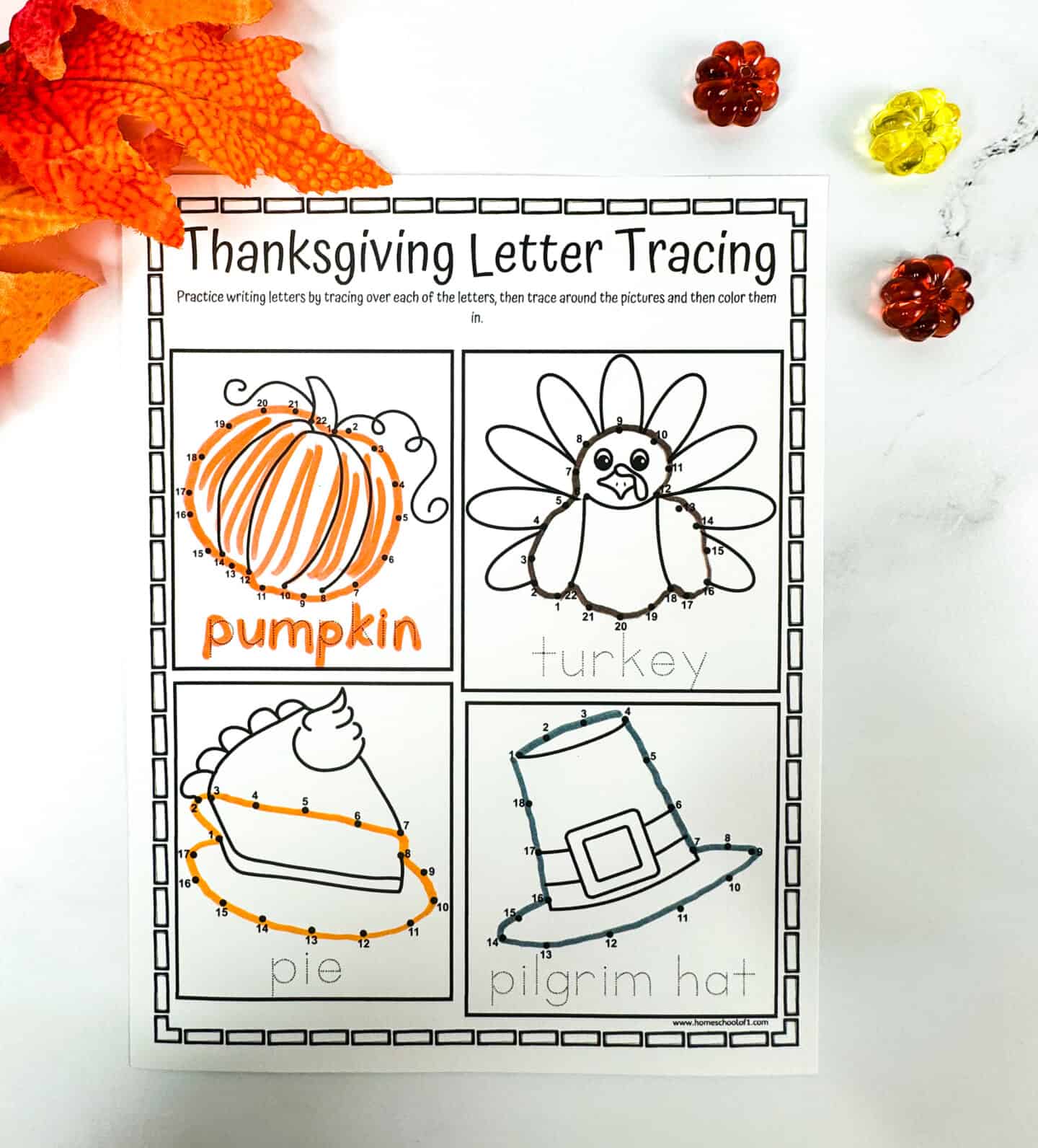 thanksgiving letter tracing worksheet