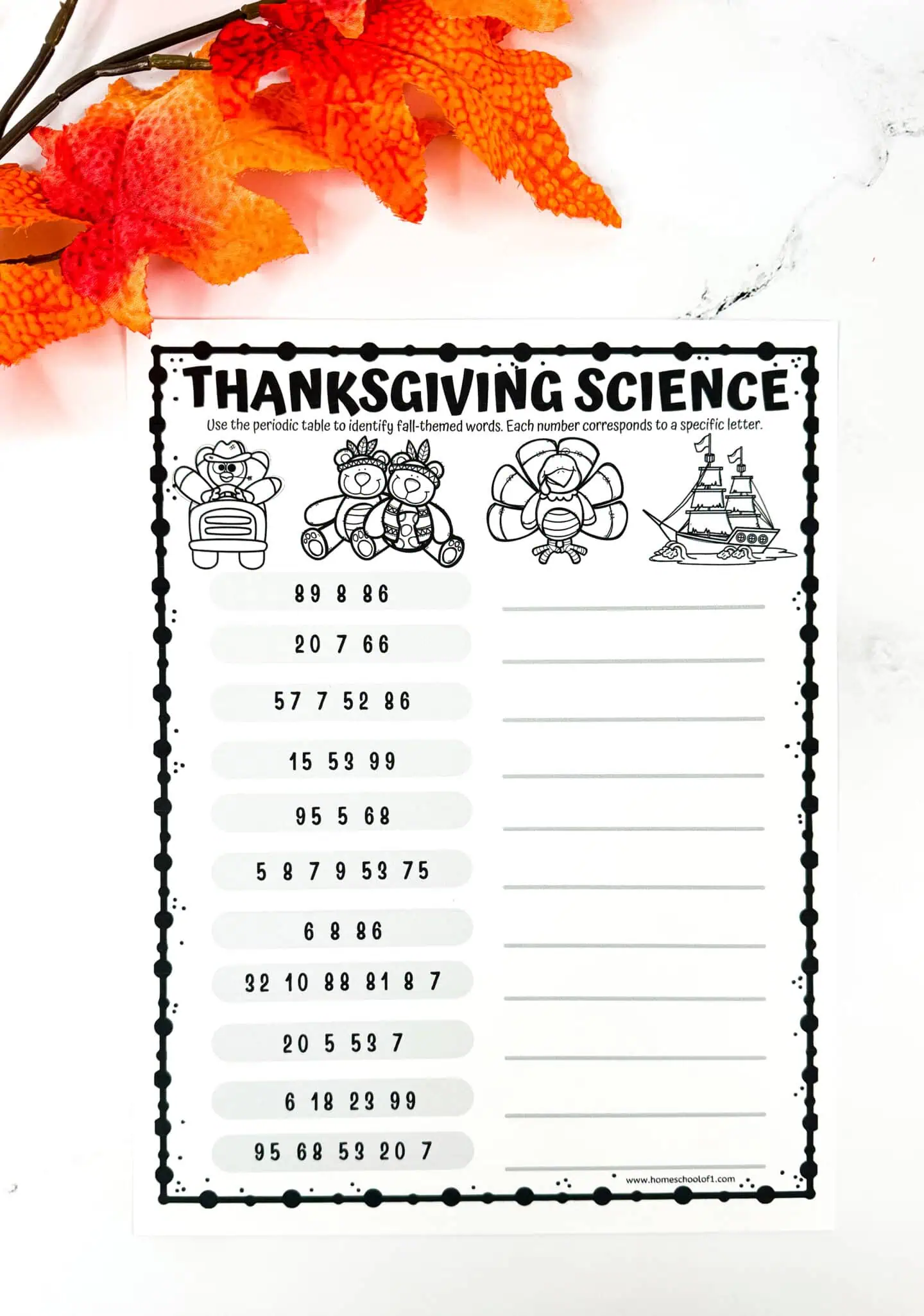 thanksgiving science printable